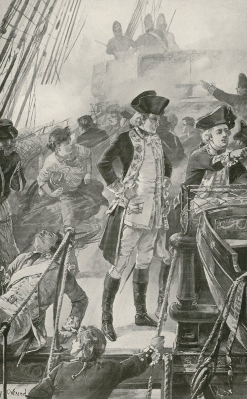 Admiral Rodney leitet die Schlacht an Bord der Formidable von William Heysham Overend