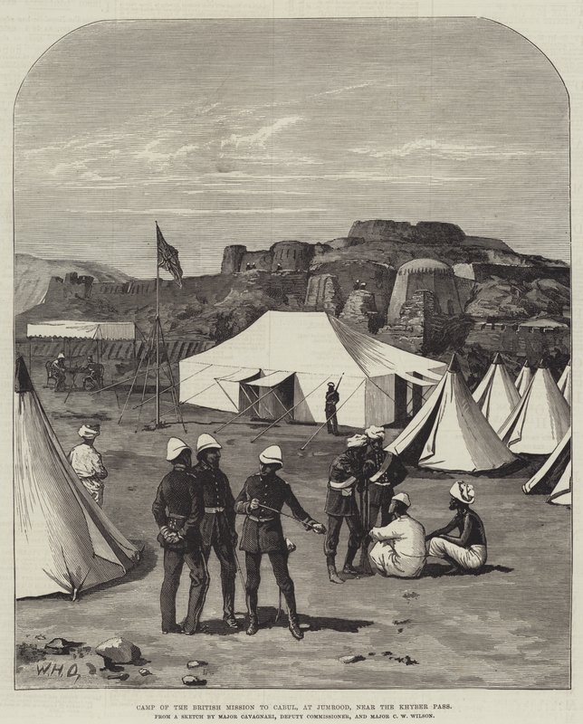 Lager der britischen Mission in Kabul, bei Jumrood, nahe dem Khyber-Pass von William Heysham Overend