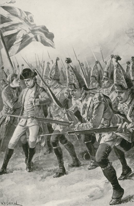 General Wolfe wird tödlich verwundet, als er den Angriff auf die Ebenen von Abraham anführt von William Heysham Overend