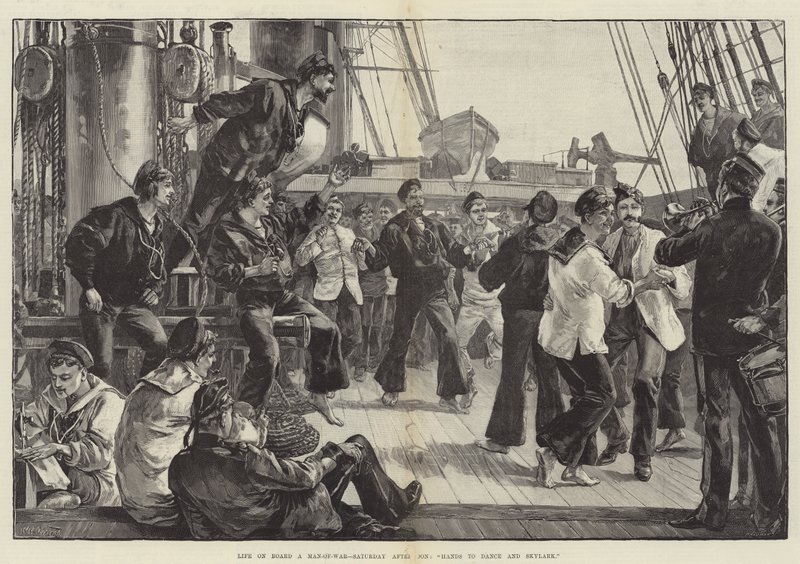 Leben an Bord eines Kriegsschiffs, Samstagnachmittag, Hände zum Tanzen und Skylark von William Heysham Overend