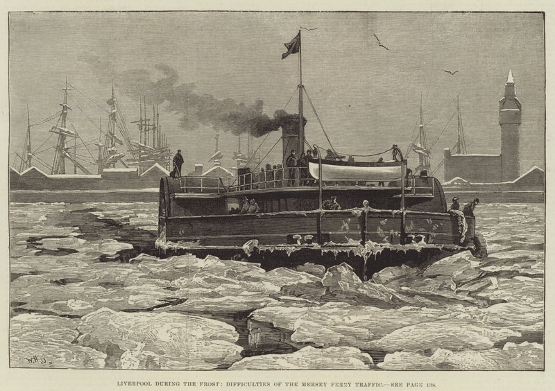 Liverpool während des Frosts, Schwierigkeiten des Mersey-Fährverkehrs von William Heysham Overend
