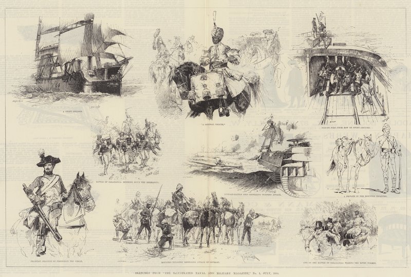 Skizzen aus The Illustrated Naval and Military Magazine, Nr. 1, Juli 1884 von William Heysham Overend
