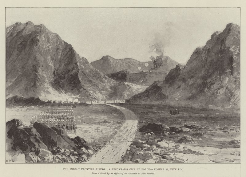 Der indische Grenzaufstand, eine Aufklärung in Kraft, 23. August, fünf Uhr nachmittags von William Heysham Overend