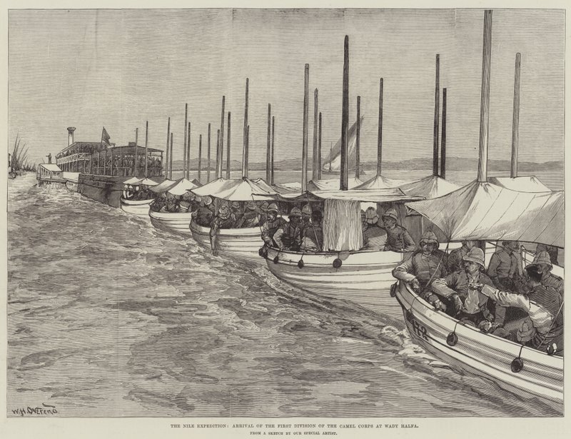 Die Nil-Expedition, Ankunft der ersten Division des Kamelkorps in Wady Halfa von William Heysham Overend