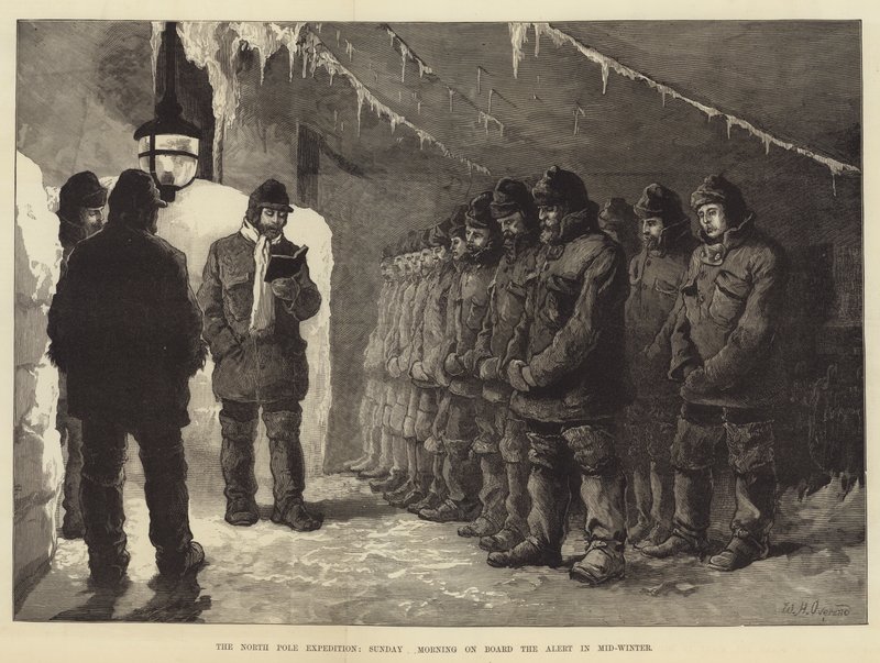 Die Nordpolexpedition, Sonntagmorgen an Bord der Alert im tiefsten Winter von William Heysham Overend
