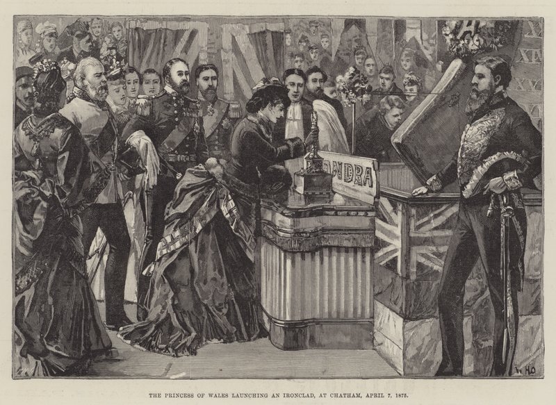 Die Prinzessin von Wales tauft ein Panzerschiff in Chatham, 7. April 1875 von William Heysham Overend