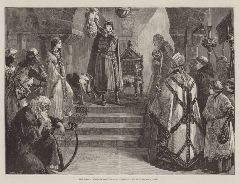 Kostümball-Tableaux des Royal Institute, Sir J D Lintons Gruppe von William Heysham Overend