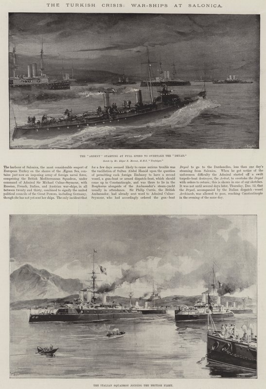 Die Türkische Krise, Kriegsschiffe in Saloniki von William Heysham Overend