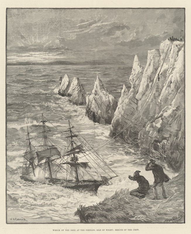Wrack der Irex an den Needles, Isle of Wight, Rettung der Besatzung von William Heysham Overend
