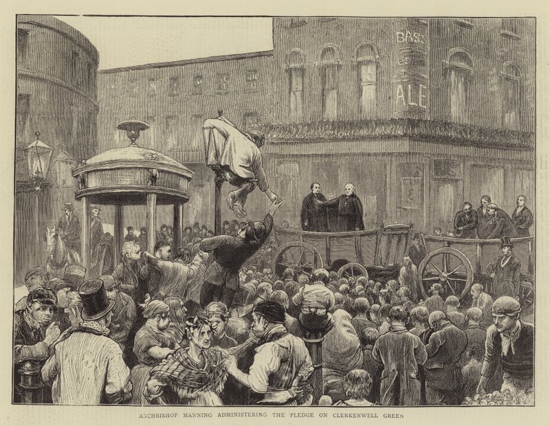 Erzbischof Manning, der das Gelübde auf dem Clerkenwell Green abnimmt von William III Bromley
