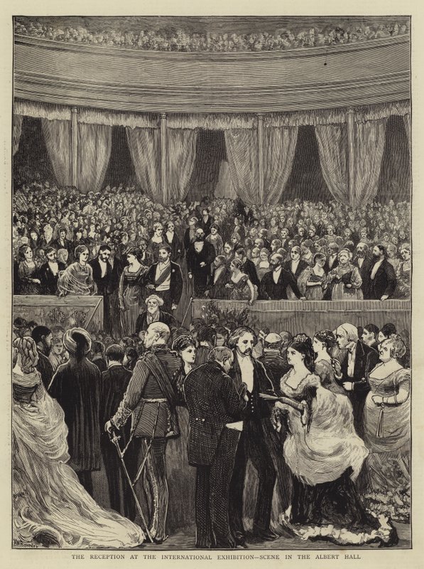 Der Empfang bei der Internationalen Ausstellung, Szene in der Albert Hall von William III Bromley