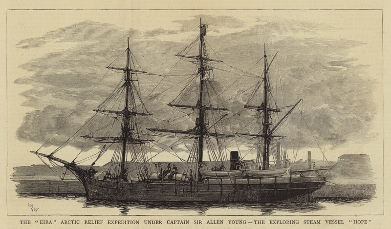 Die Eira-Arktis-Entlastungsexpedition unter Kapitän Sir Allen Young, das Erkundungsdampfschiff Hope von William Lionel Wyllie