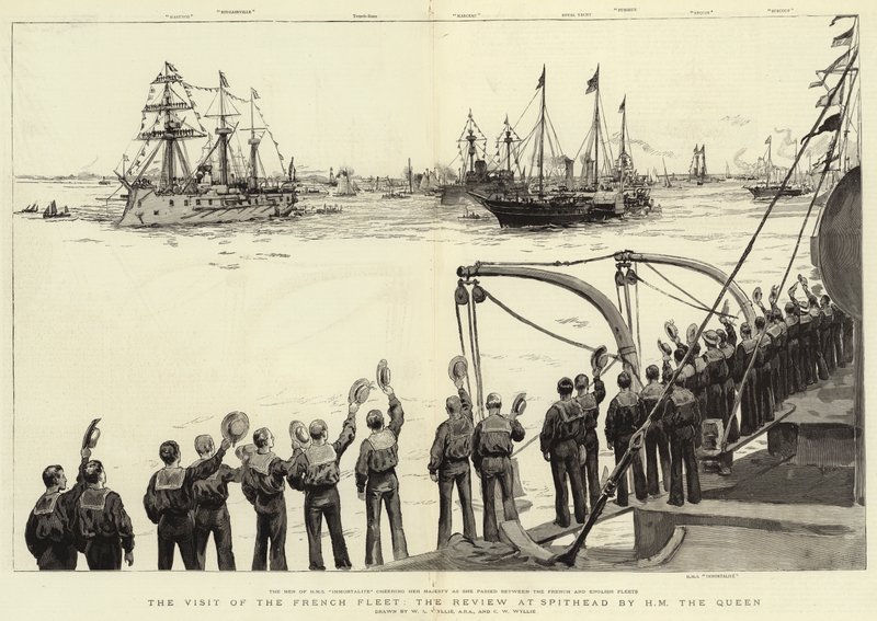 Der Besuch der französischen Flotte, die Überprüfung in Spithead durch Ihre Majestät die Königin von William Lionel Wyllie