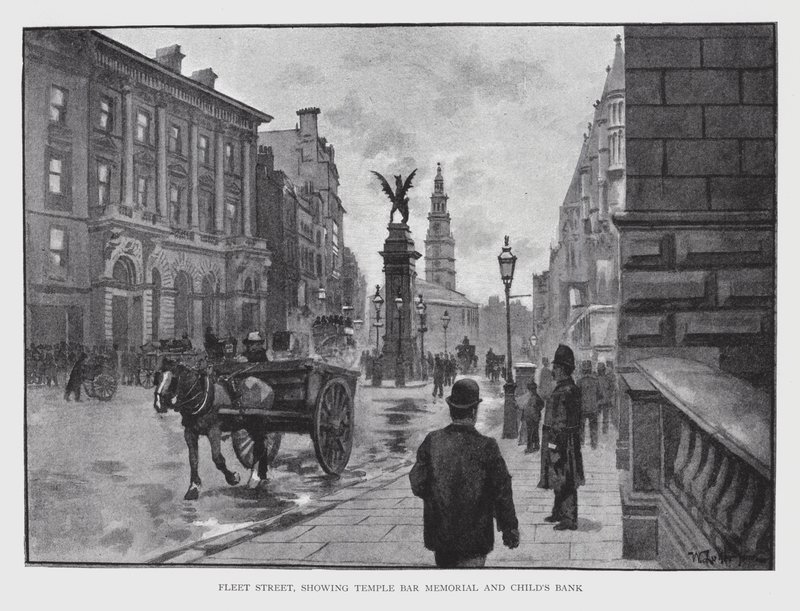 Fleet Street, zeigt Temple Bar Memorial und Child
