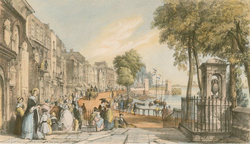 Chelsea mit einem Teil der alten Kirche und Sir Hans Sloanes Grab von William Parrott