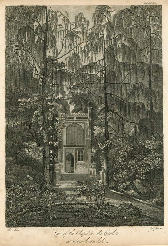 Ansicht der Kapelle im Garten von Strawberry Hill, Twickenham, London von William Pars