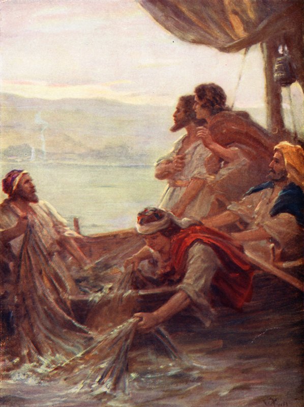 Der Morgen am See von Tiberias, Johannes xxi, 4-6 von William Pratt