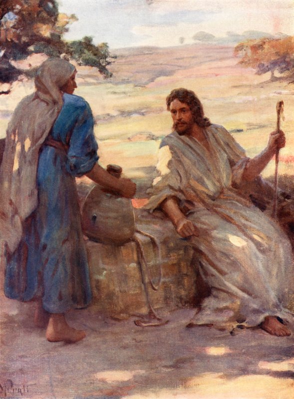 Die Frau am Brunnen von Samaria, Johannes iv, 6, 7 von William Pratt