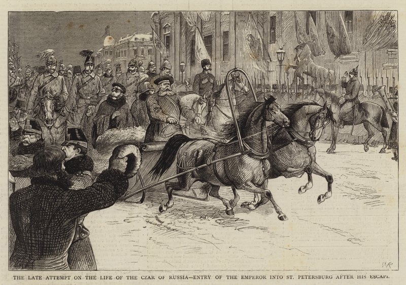 Der letzte Anschlag auf das Leben des Zaren von Russland, Einzug des Kaisers in St. Petersburg nach seiner Flucht von William Ralston