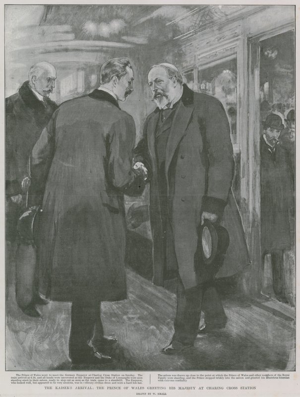 Die Ankunft des Kaisers: Der Prinz von Wales begrüßt Seine Majestät am Bahnhof Charing Cross von William Small