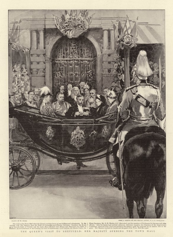 Der Besuch der Königin in Sheffield, Ihre Majestät eröffnet das Rathaus von William Small