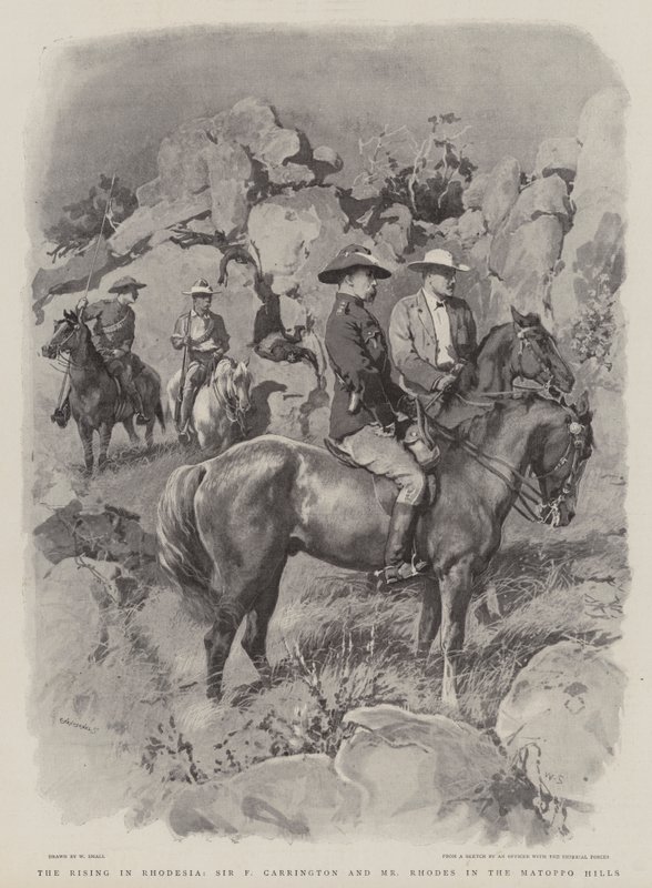 Der Aufstand in Rhodesien, Sir F Carrington und Mr Rhodes in den Matoppo-Hügeln von William Small