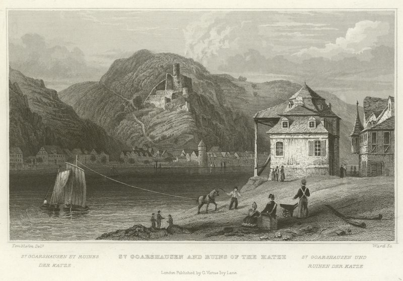 St. Goarshausen und die Ruinen der Katze von William Tombleson