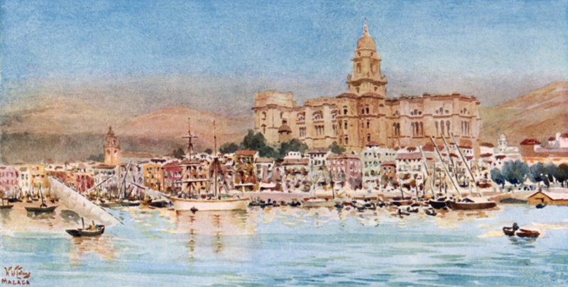 Malaga, Blick vom Hafen von William Wiehe Collins