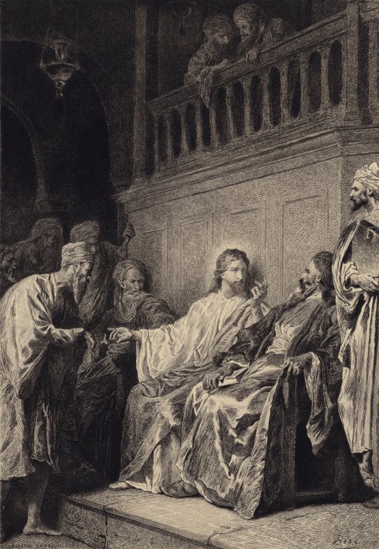 Christus heilt den Mann mit der verdorrten Hand von after Albert Robida