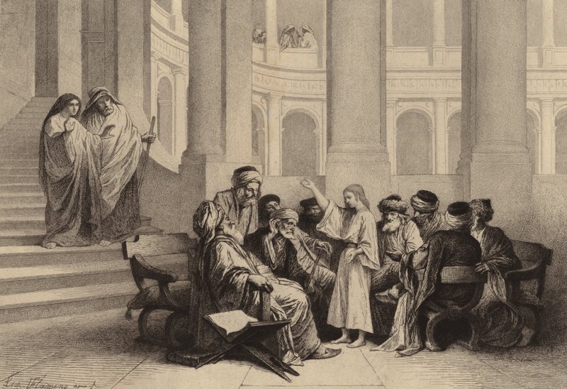 Jesus inmitten der Schriftgelehrten von after Albert Robida