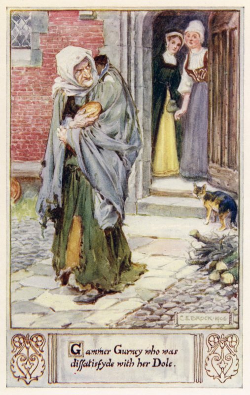 Gammer Gurney, die mit ihrem Anteil unzufrieden war von after Charles Edmund Brock