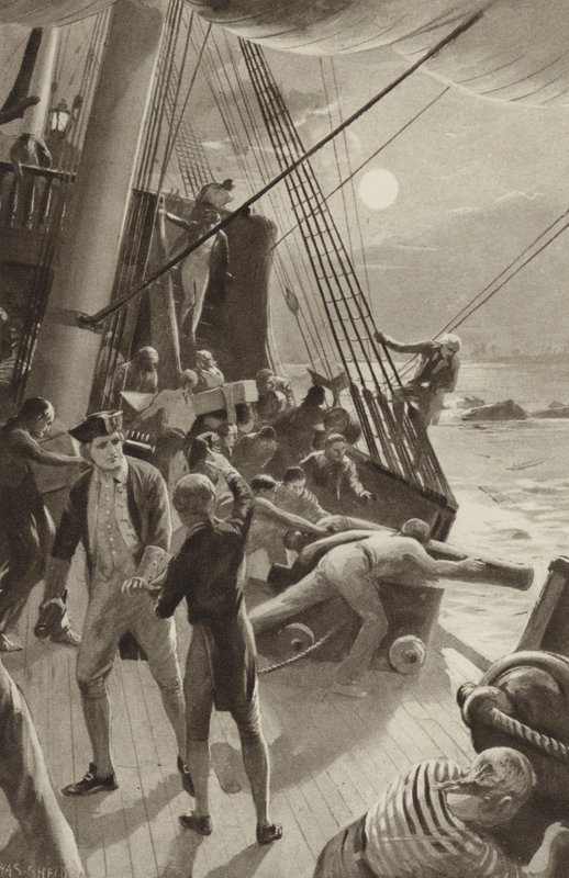 Das Schiff von Captain James Cook in Schwierigkeiten vor Cape Tribulation von after Charles Mills Sheldon