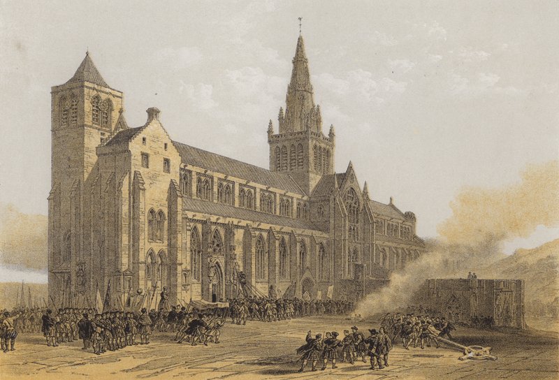 Kathedrale von Glasgow (St. Mungo), Außenansicht von after David Roberts