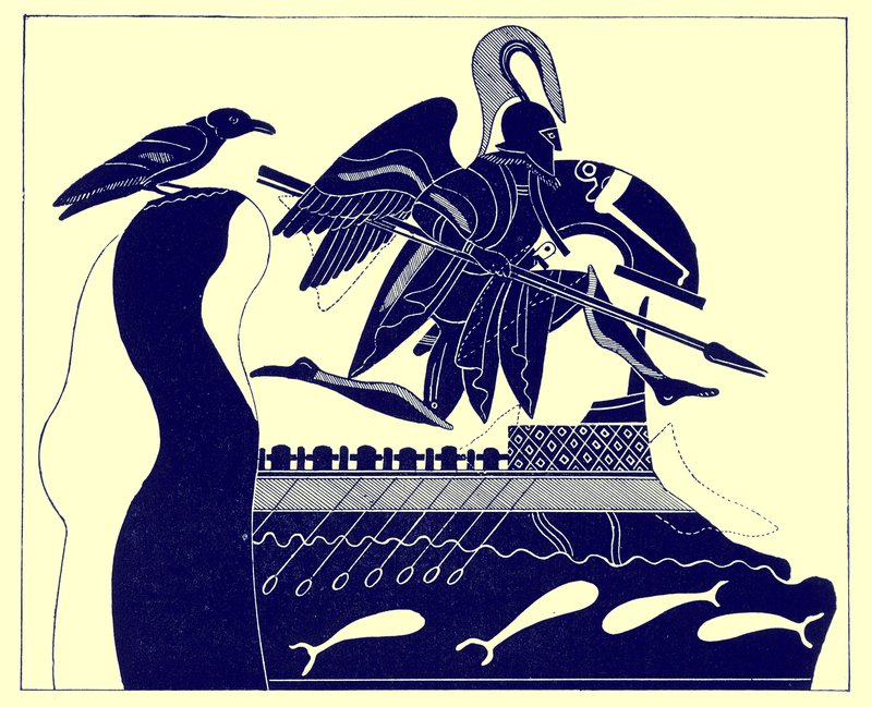 Der Geist von Patroklos, Illustration aus Griechische Vasenmalereien von J. E. Harrison und D. S. MacColl, veröffentlicht 1894 von after English School