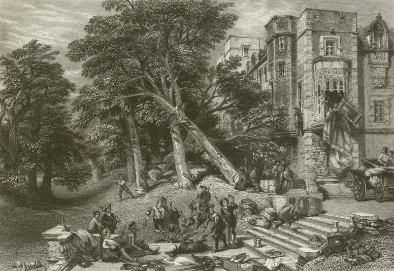 Zerstörung des Eigentums der Royalisten von after George Cattermole