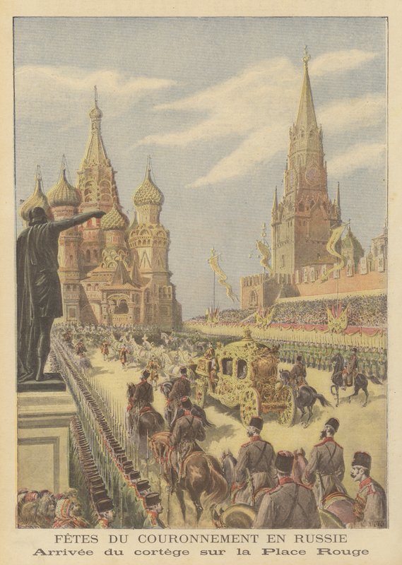Die Krönung von Zar Nikolaus II. und Zarin Alexandra von Russland von after Henri Meyer