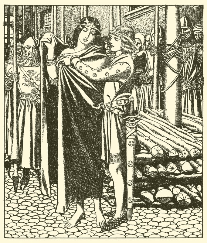 Tristram hilft der Dame Moeya von after Howard Pyle
