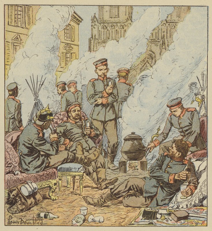 Nach dem Kampf von Orléans, Die Deutschen in den Straßen der Stadt von after Louis Charles Bombled
