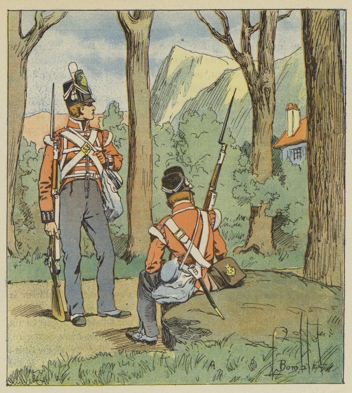 Von dort hatten die beiden englischen Soldaten ihren Posten bezogen, um uns zu überwachen von after Louis Charles Bombled