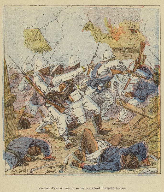 Kampf von Ambodimonto, Leutnant Foreston verwundet von after Louis Charles Bombled