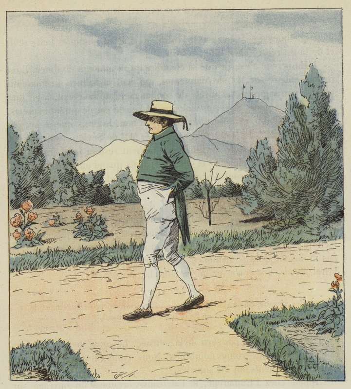 Der Kaiser erreichte den Garten, wo er einige Runden allein drehte von after Louis Charles Bombled