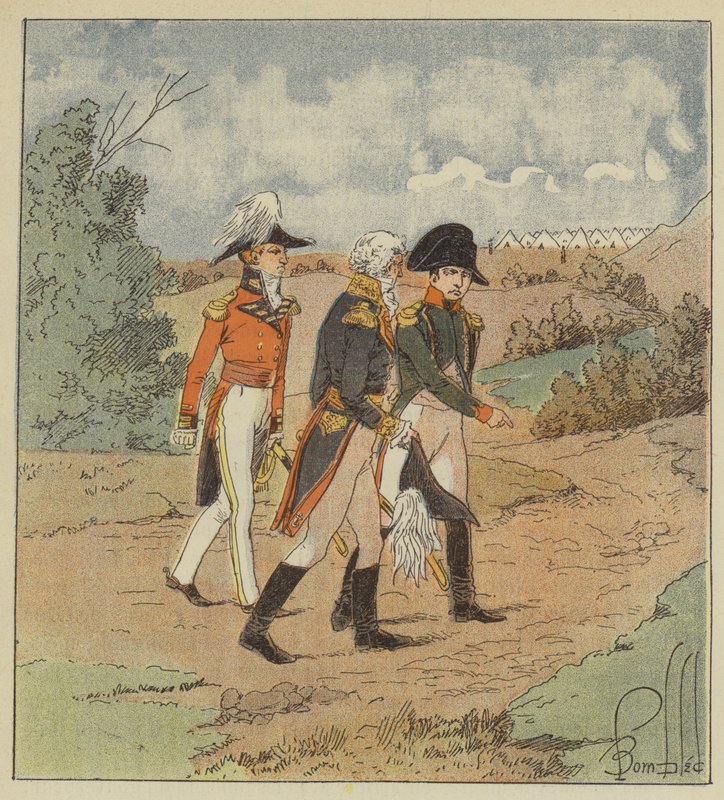 Der Kaiser spricht mit dem englischen Admiral in Anwesenheit des Gouverneurs von after Louis Charles Bombled