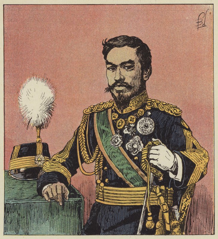 Der Mikado Mutsu-Hito, Kaiser von Japan von after Louis Charles Bombled
