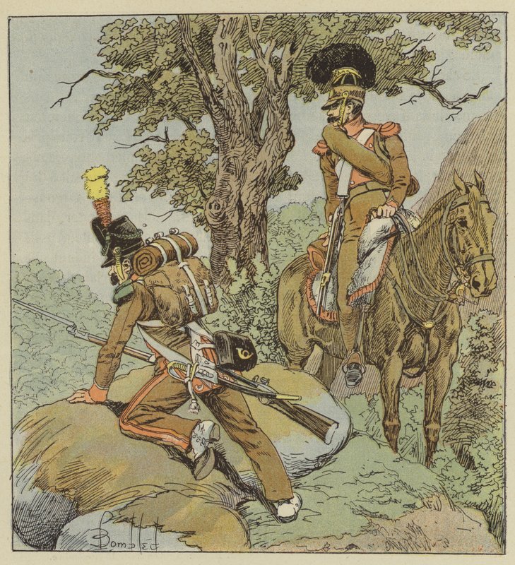 Portugiesische Legion, Infanterie, Jäger, Kavallerie, Berittene Jäger von after Louis Charles Bombled