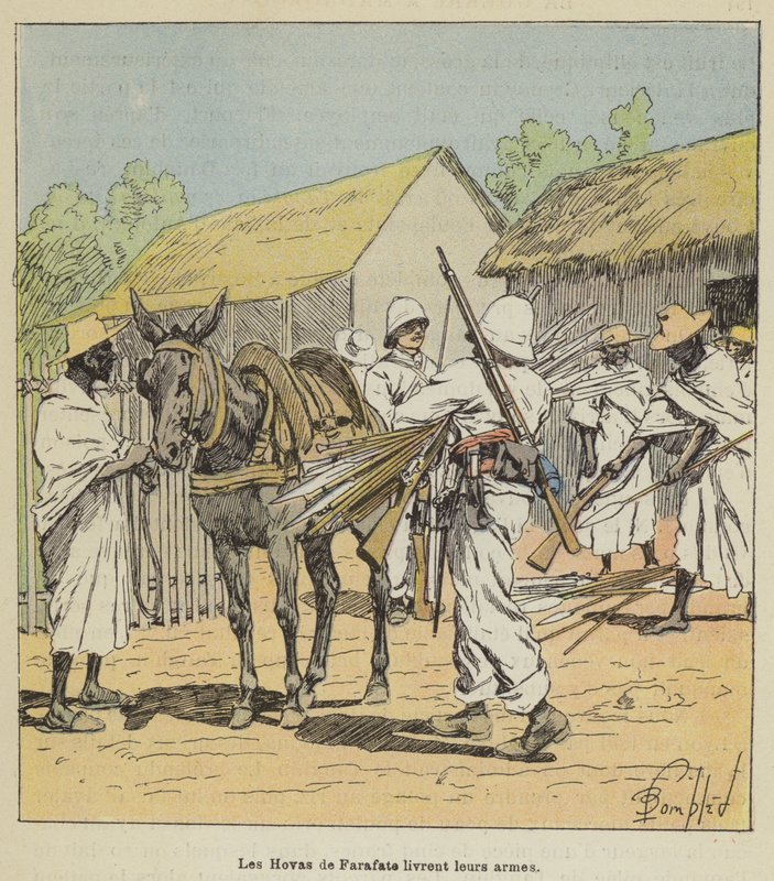 Die Hovas von Farafate liefern ihre Waffen ab von after Louis Charles Bombled