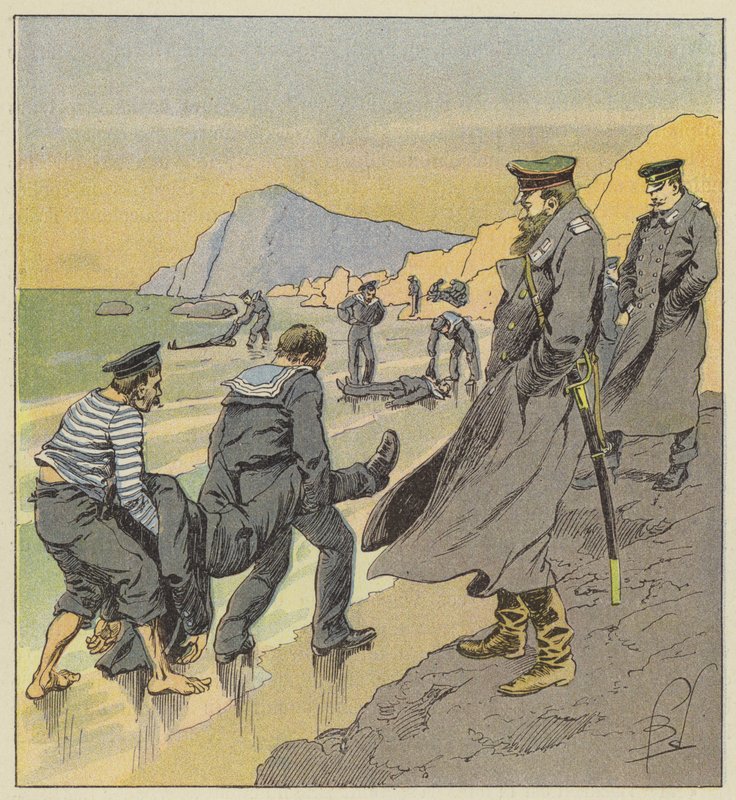 Bergung der Leichen der Matrosen der Petropawlosk von after Louis Charles Bombled