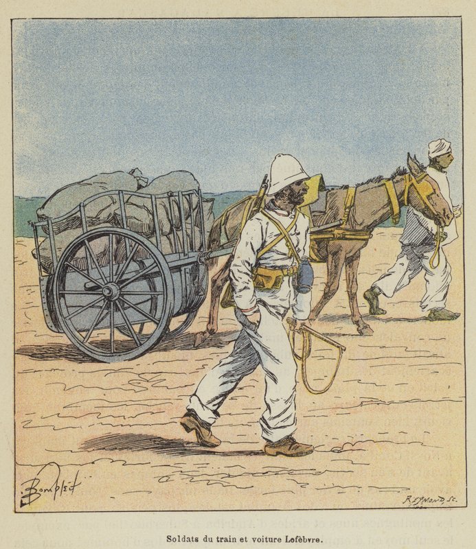 Soldaten des Trains und Lefebvre-Wagen von after Louis Charles Bombled