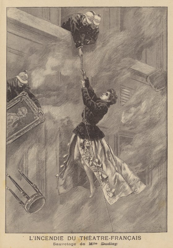 Brand im Théâtre-Français, Paris von after Oswaldo Tofani
