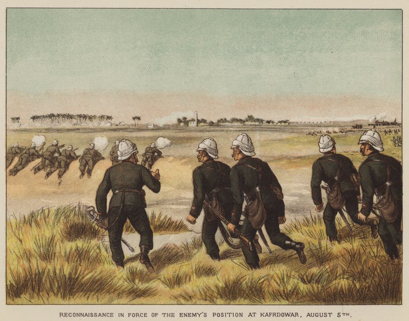 Erkundung der feindlichen Position bei Kafrdowar, 5. August von after Richard Simkin