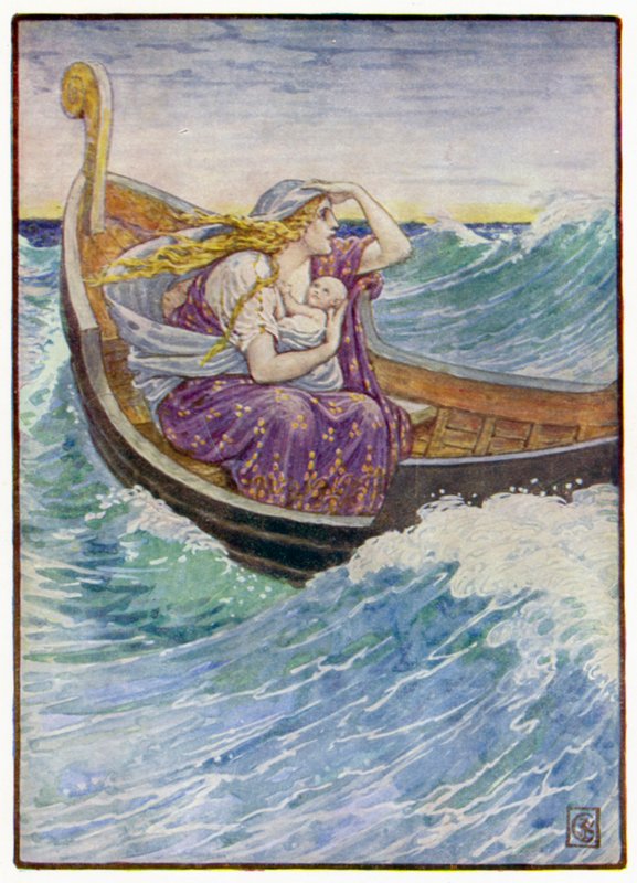 Zwei Tage und zwei Nächte wurde das Boot hin und her geworfen von after Walter Crane